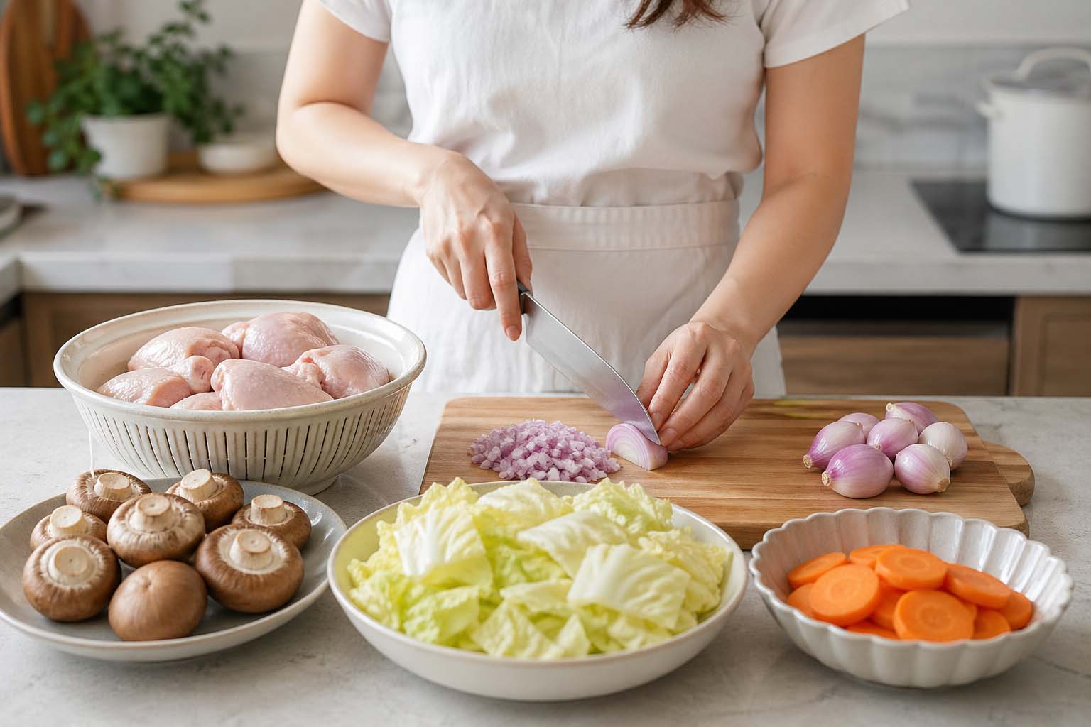 Món canh gà nấu nấm 