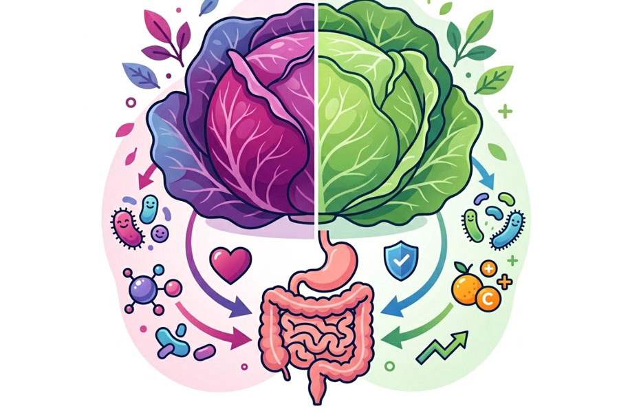 Red or green cabbage: Which choice is good for the gut. Graphics: Thien Nhan