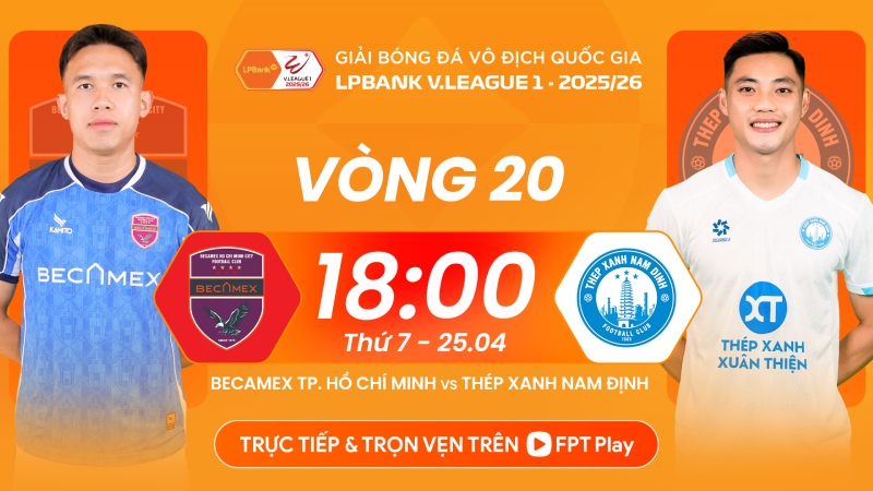 Becamex TPHCM rencontre Thép Xanh Nam Định lors de la 20e journée de la V.League 2025-2026. Photo: FPT Play
