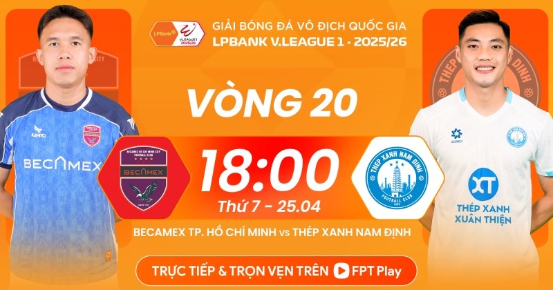 Link to watch live football Becamex TPHCM vs Nam Dinh in V.League