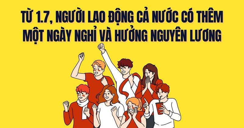 Từ 1/7/2026, người lao động có thêm một ngày nghỉ hưởng lương