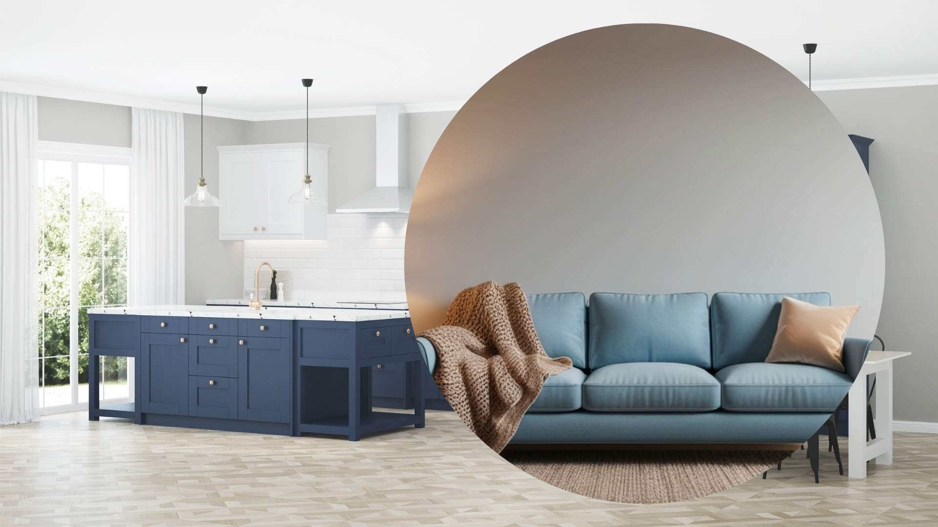 The interior space with blue tones creates a harmonious, modern and comfortable feeling for the house. Graphics: Thanh Thanh