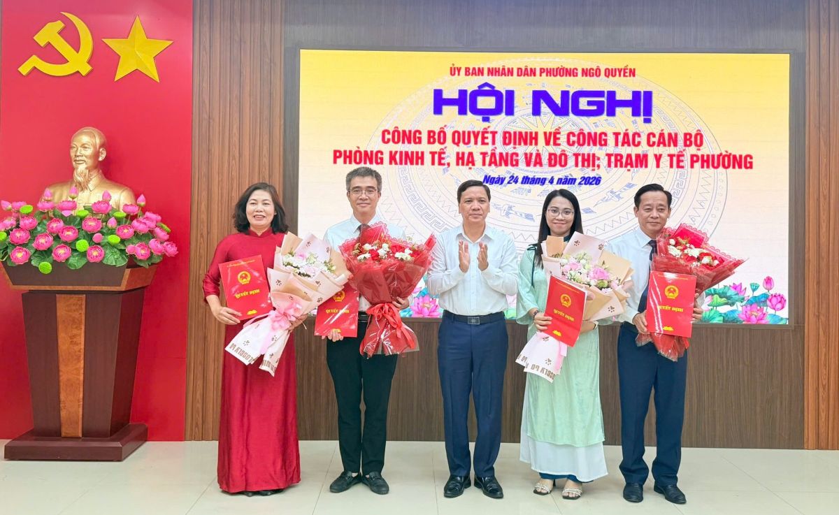 Phường Ngô Quyền bổ nhiệm loạt cán bộ cấp phòng, ban. Ảnh: Cổng TTĐT phường Ngô Quyền