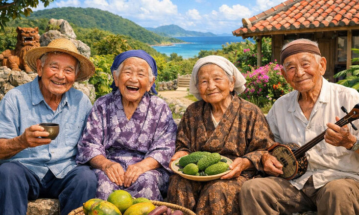 La gente de Okinawa come muy poco arroz y muchos alimentos ricos en fibra. Gráfico: Hương Giang