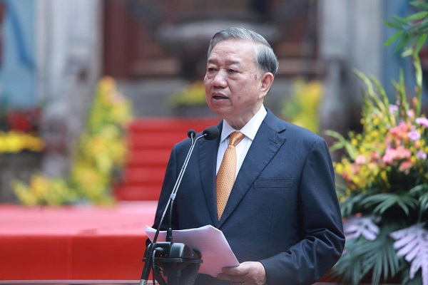 General Secretary and President To Lam speaks at the Hung Kings Commemoration Ceremony. Photo: Organizing Committee