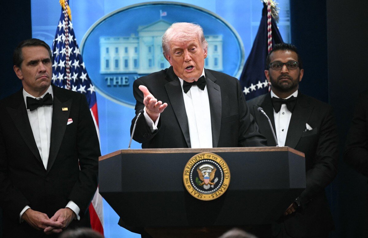 President Trump speaks at the White House on April 25. Photo: AFP