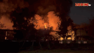 The fire engulfed the factory of Tan Dai Hung General Co., Ltd. (Nhon Hoi Economic Zone, Quy Nhon Dong ward, Gia Lai province). Photo: Hoai Phuong