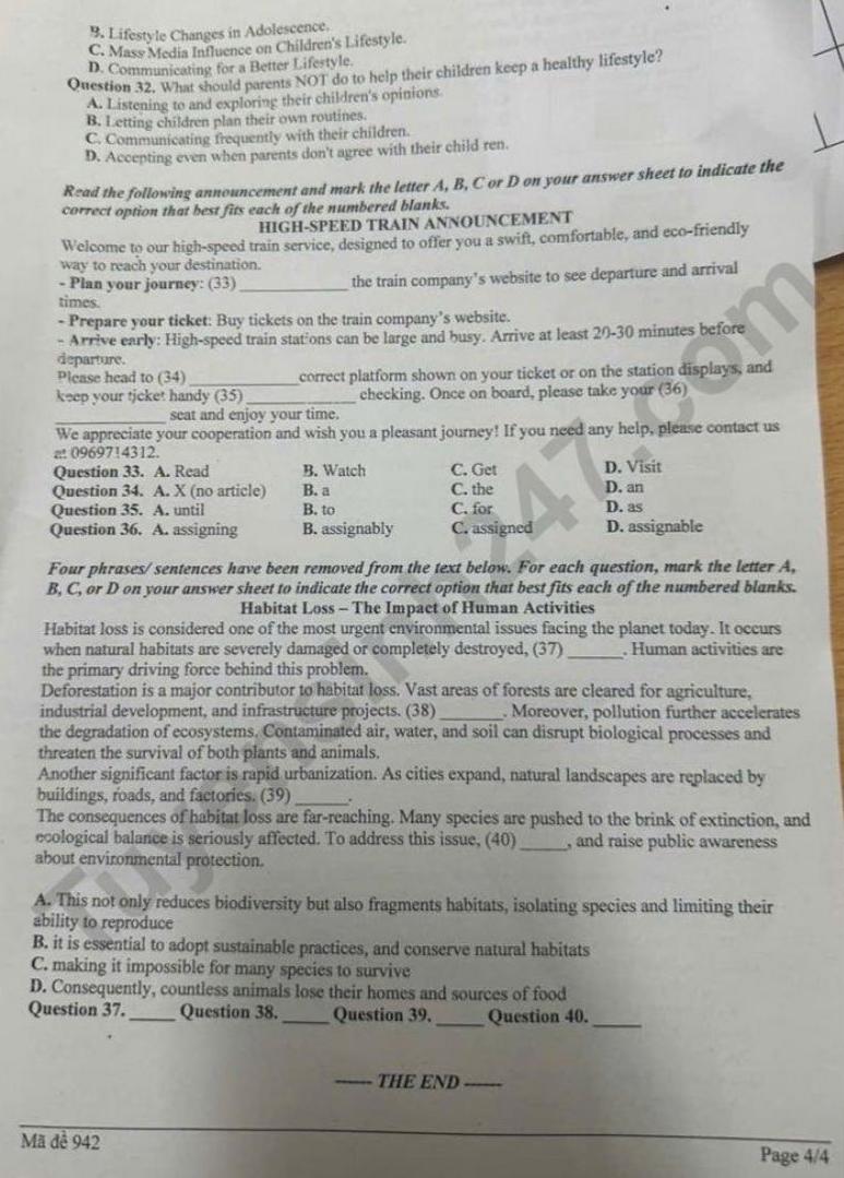Đề thi thử vào lớp 10 môn Anh 2026 - phường Hà Đông (lần 1). Ảnh: Tuyensinh247  