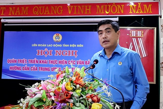 Ông Tẩn Minh Long - Chủ tịch LĐLĐ tỉnh Điện Biên. Ảnh: Quang Đạt