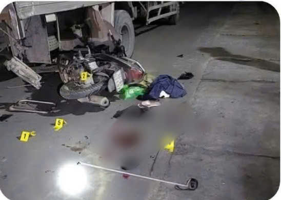 Scene of the collision that killed the motorcyclist. Photo: Hai Phong City Traffic Safety Board