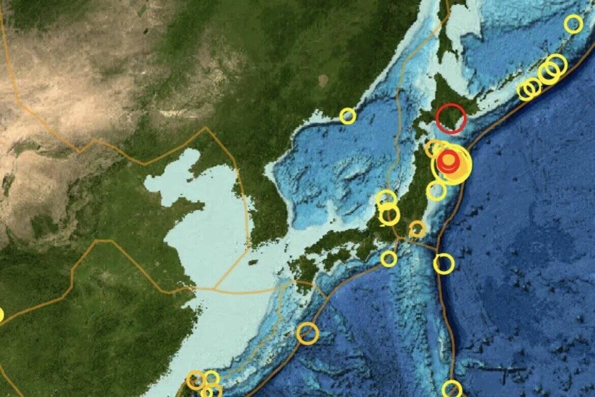 4월 27일 아침 일본 지진. 사진: 독일 지질 과학 연구 센터
