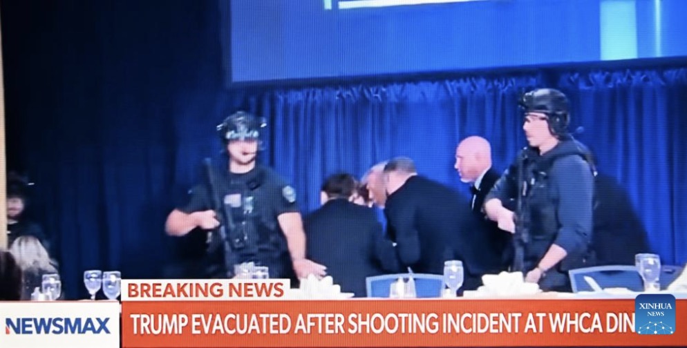 Le président Donald Trump et des responsables pourraient être la cible d'un suspect de tir lors du dîner de l'Association des journalistes de la Maison Blanche. Photo: Xinhua