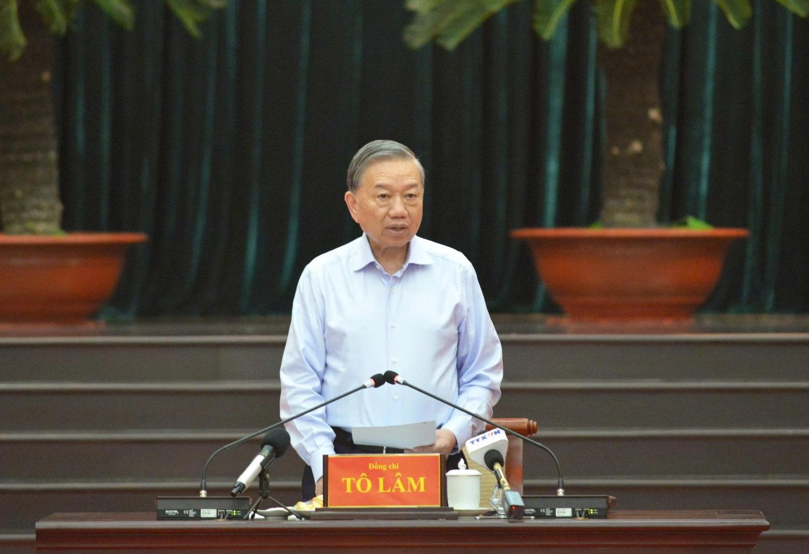 Tổng Bí thư, Chủ tịch nước Tô Lâm phát biểu định hướng các nội dung buổi làm việc.  Ảnh: Hà Khánh