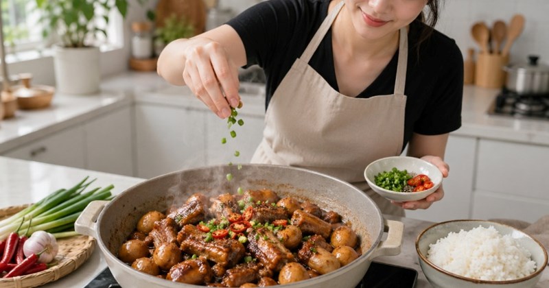 Cách làm sườn non kho trứng cút mềm thơm cho bữa cơm gia đình