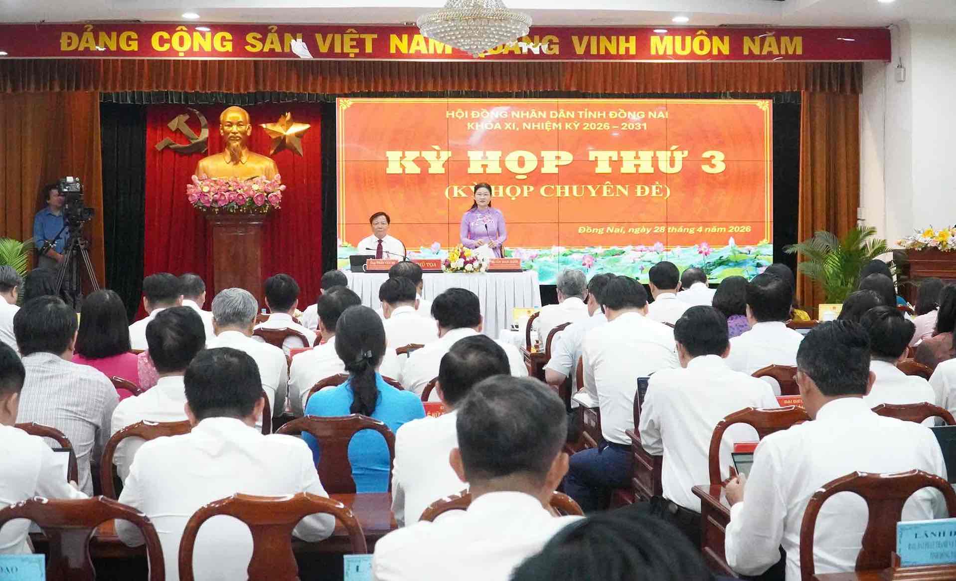 Kỳ họp thứ 3 (chuyên đề) HĐND tỉnh Đồng Nai khóa XI, nhiệm kỳ 2026 – 2031. Ảnh: HAC