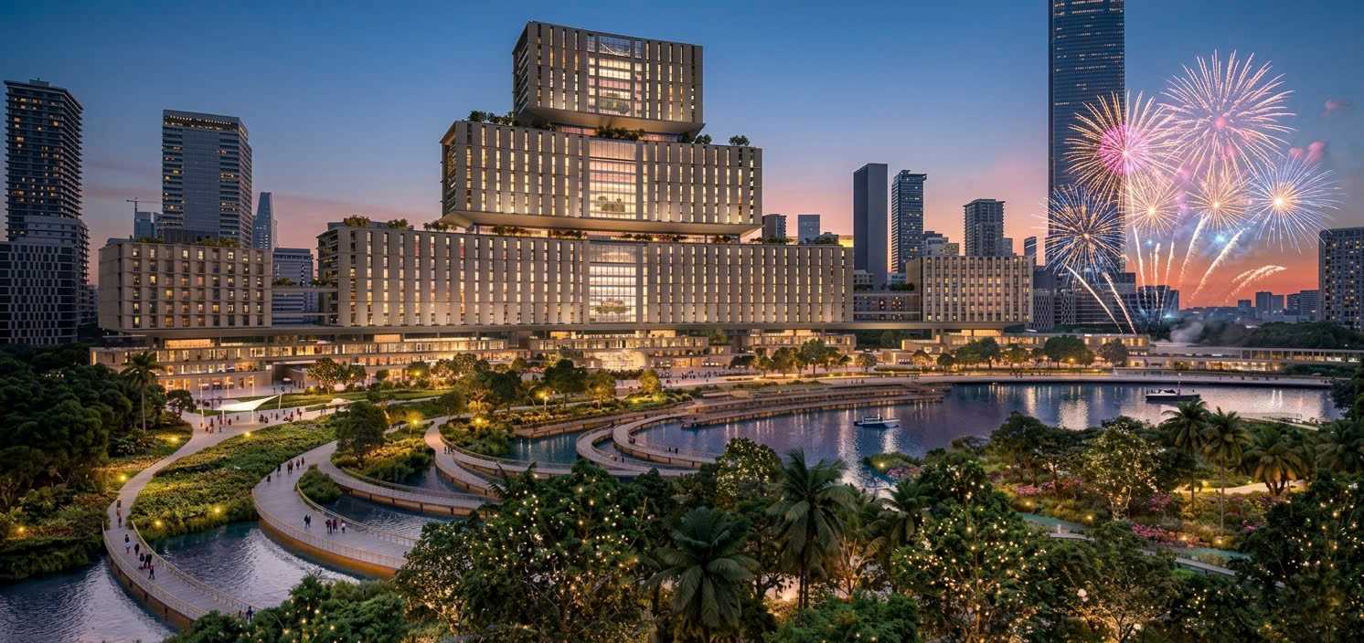 Phối cảnh Trung tâm hành chính mới của TPHCM ở Thủ Thiêm.  Ảnh: Nhà đầu tư