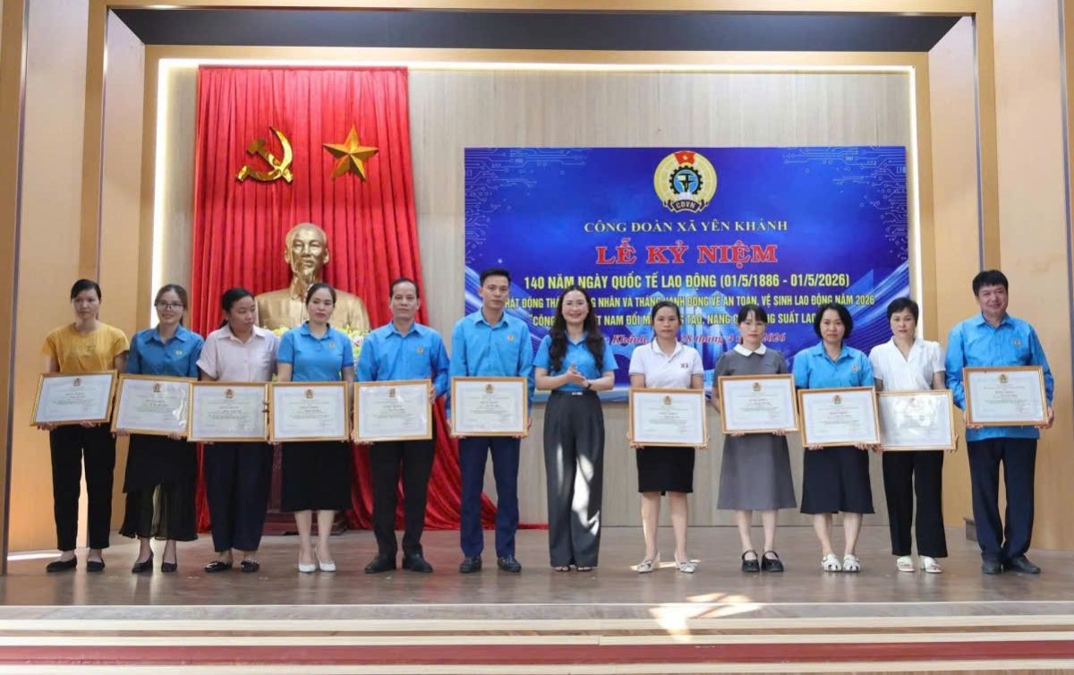 Yen Khanh Commune Trade Union, Ninh Binh province organizes the 140th Anniversary of International Labor Day and Launches Workers' Month. Photo: Dieu Anh