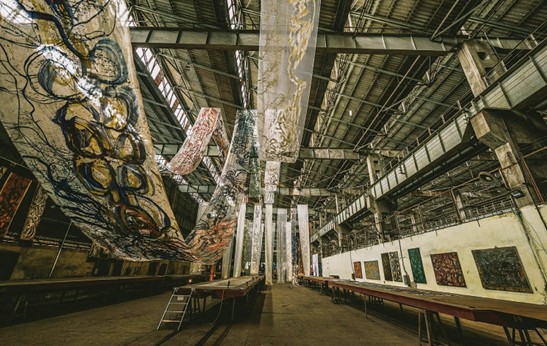 Art space at Gia Lam Railway Factory within the framework of the Hanoi Creative Design Festival 2023. Photo: PHAM TAN