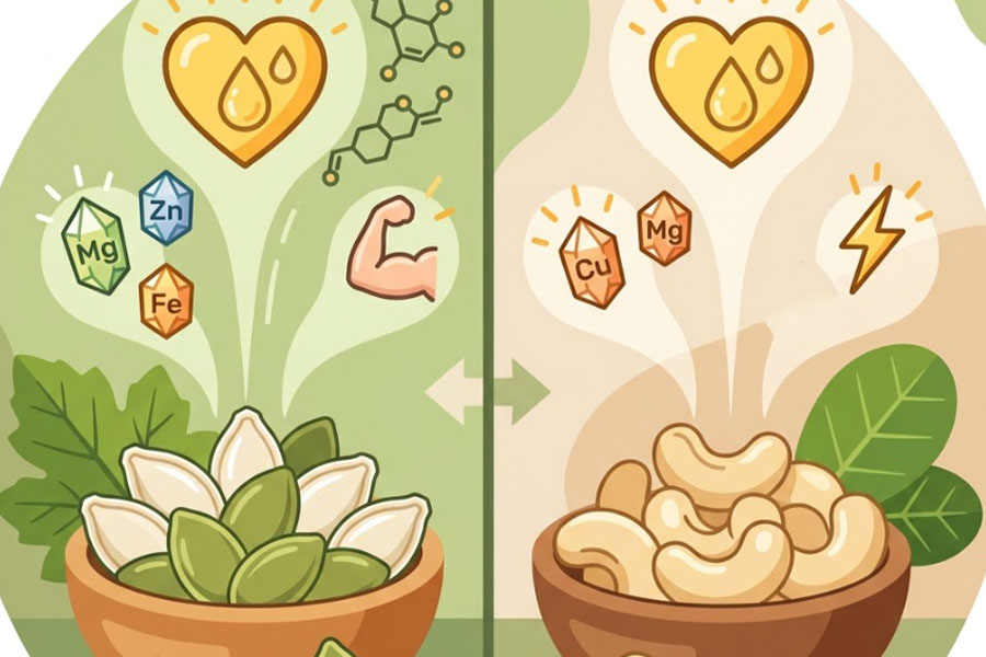 Pumpkin seeds and cashews: Which type is richer in fat and minerals? Graphics: Thien Nhan