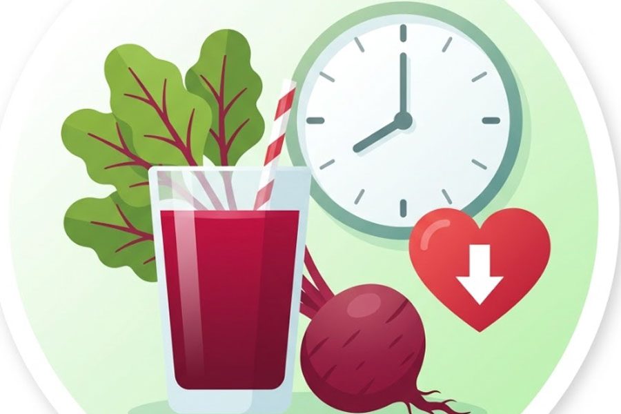 혈압을 가장 잘 낮추는 데 도움이 되도록 언제 비트 주스를 마시는가. 그래픽: 티엔 년