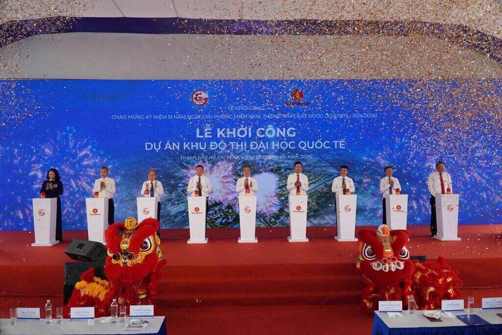 Groundbreaking ceremony of the International University Urban Area project on the morning of April 29. Photo: Bao Chuong