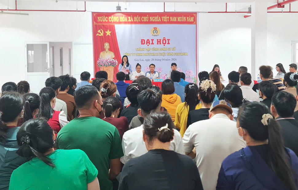 Le Congrès a créé le Syndicat de base de Maystar II Vietnam Footwear Co., Ltd. (Gia Lai). Photo de : Huy Trang