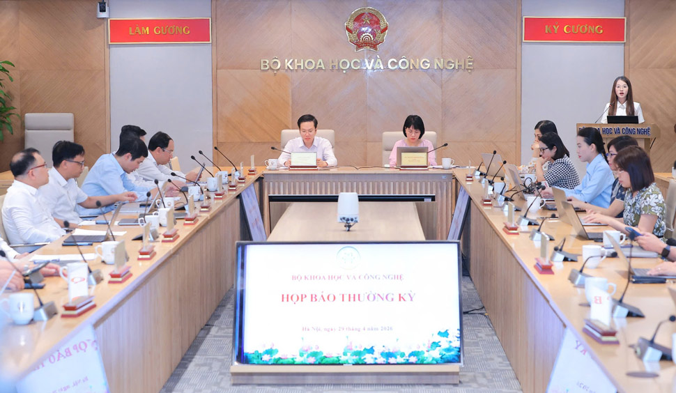 Chiều 29.4, Bộ Khoa học và Công nghệ tổ chức họp báo thường kỳ 4.2026. Ảnh: Hạo Thiên