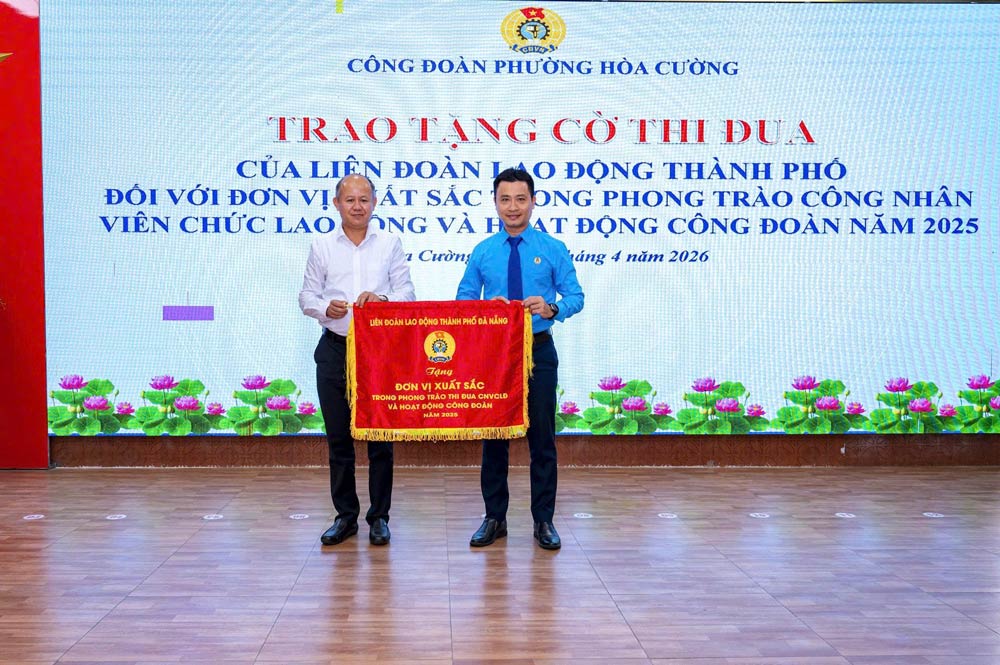 Hoa Cuong Ward Trade Union organizes the launching ceremony of Workers' Month and responds to the Action Month on occupational safety and health in 2026. Photo: Hoa Cuong Trade Union