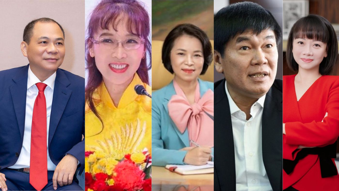 From left to right: Mr. Pham Nhat Vuong; Mrs
Nguyen Thi Phuong Thao; Ms. Pham Thu Huong; Mr. Tran Dinh Long; Ms. Pham Thuy Hang. Graphics: Minh Huy