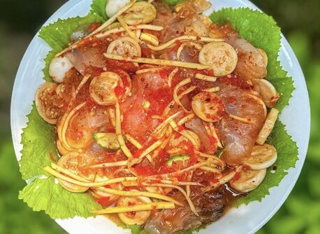 Jellyfish soaked in fermented oregano and eggplant is new with a simple way of making, not too fussy. Photo: Minh Thuy