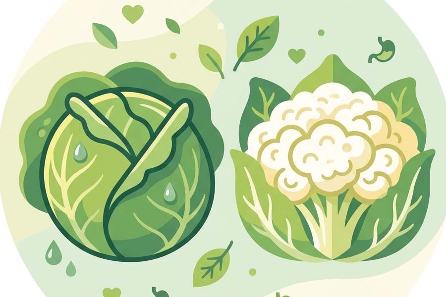 Cabbage and white cauliflower: Which choice is better for the heart and digestive system. Graphics: Thien Nhan