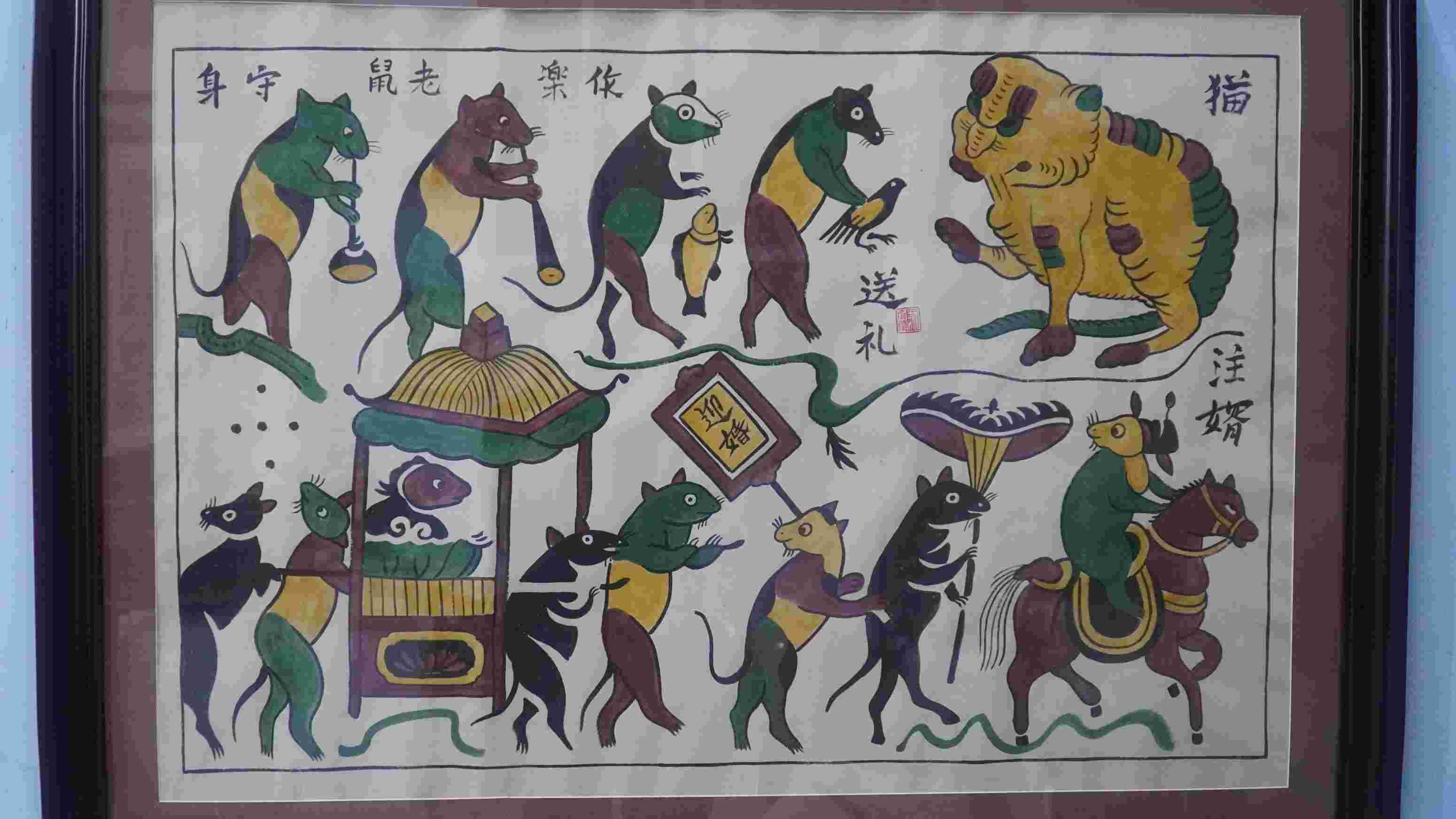 Tranh “Đám cưới chuột” là bức tranh nổi tiếng nhất của dòng tranh Đông Hồ. Nó mô tả một đám cưới của họ nhà chuột đang dâng lễ vật (chim, cá) cho mèo để được yên thân hành lễ. Bức tranh mang tính châm biếm sâu sắc về quan hệ giai cấp trong xã hội cũ.