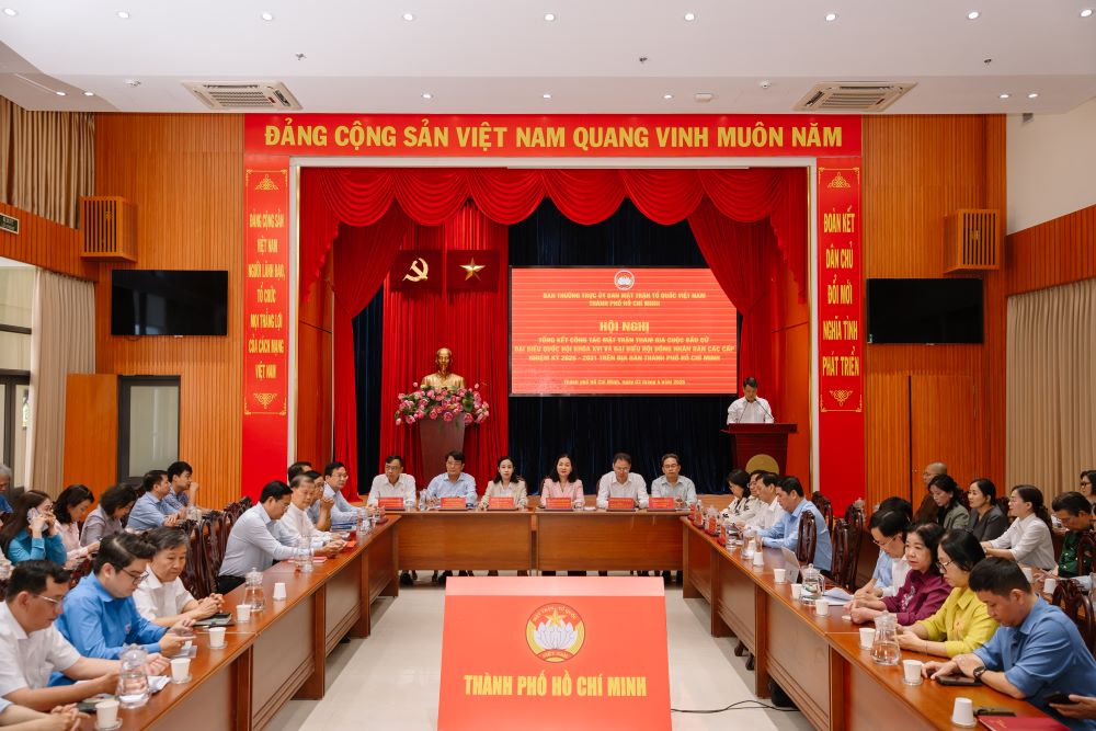 Conference summarizing the Front's work participating in the election of National Assembly deputies of the 16th term and People's Council deputies at all levels for the 2026 - 2031 term in Ho Chi Minh City. Photo: Anh Hoang