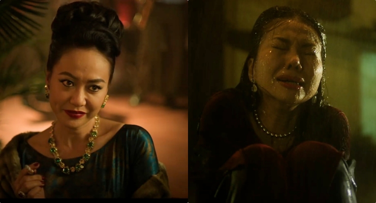 Hong Anh and Thanh Hang confront each other in a new movie. Photo: Film crew.