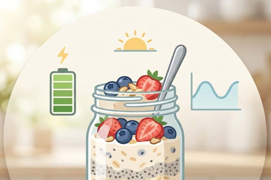 Soaked oats overnight help maintain stable energy and blood sugar. Graphics: Thien Nhan