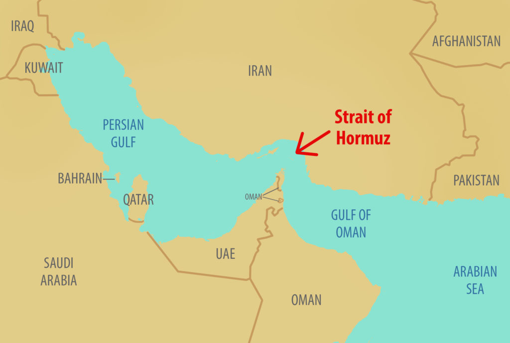 Vị trí eo biển Hormuz. Ảnh: Xinhua