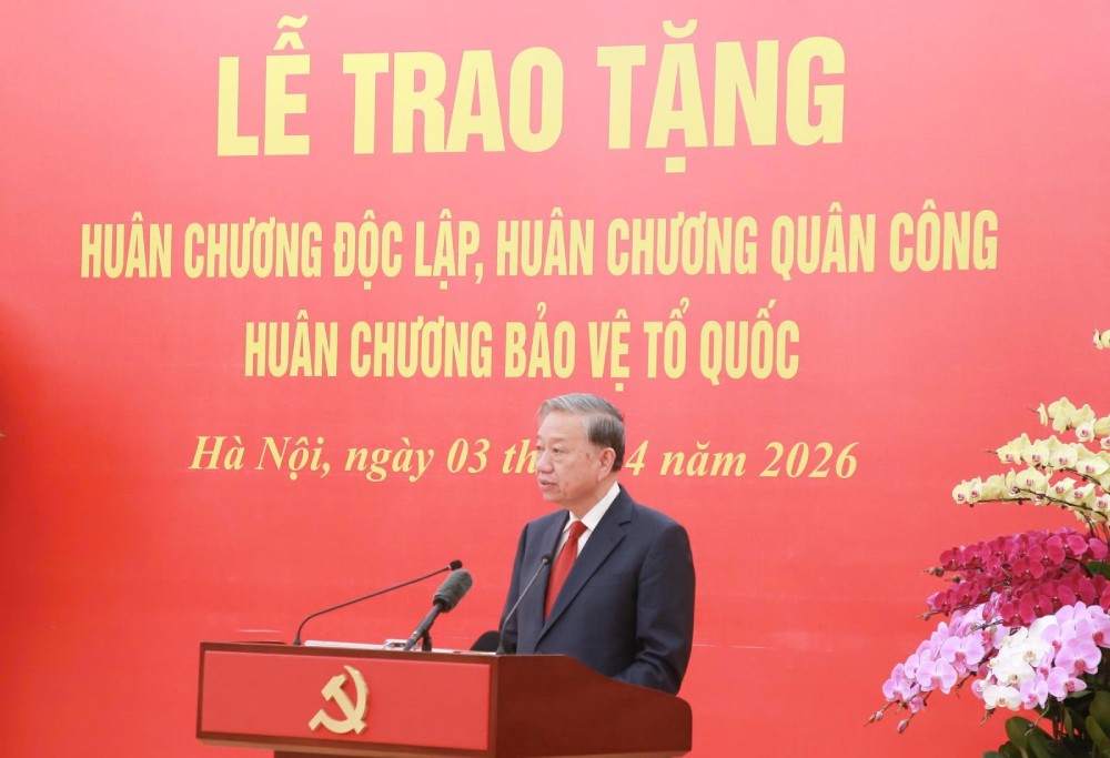 Tổng Bí thư Tô Lâm phát biểu tại buổi lễ. Ảnh: Hiền Hòa