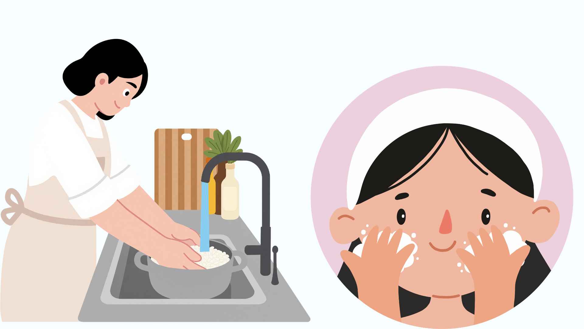 Rice water has wonderful uses that few people know. Graphic photo: Hoang Loc.