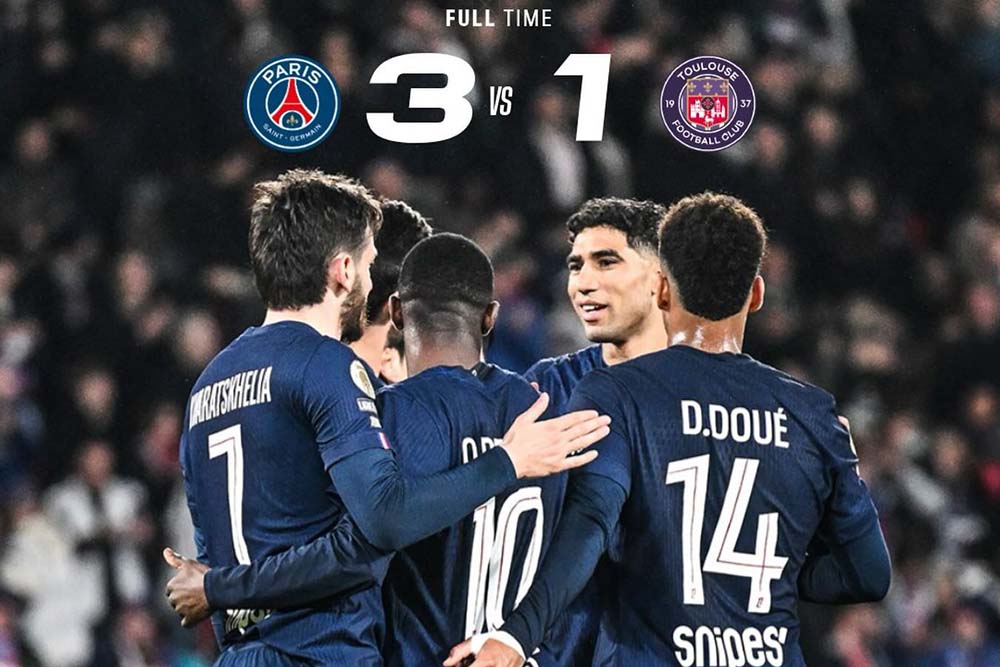 Le PSG bat Toulouse 3-1, consolidant sa première place au classement de la Ligue 1 2025-2026. Photo: PSG