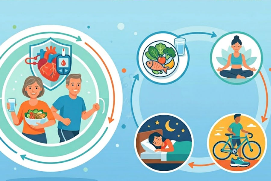 Le diabète et les risques cardiovasculaires doivent être contrôlés de manière globale à partir du mode de vie. Graphique: Thiện Nhân