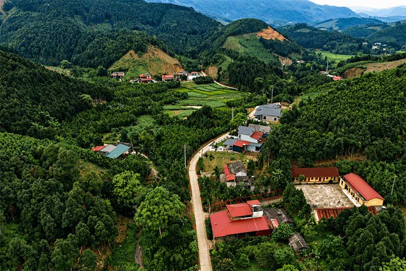 Dong Phuc village seen from above with the green color of the forest. Photo: Lao Cai e-Portal