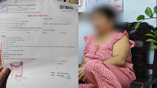 Patient diagnosed with rectal tumor by endoscopy. Photo: Nguyen Ly