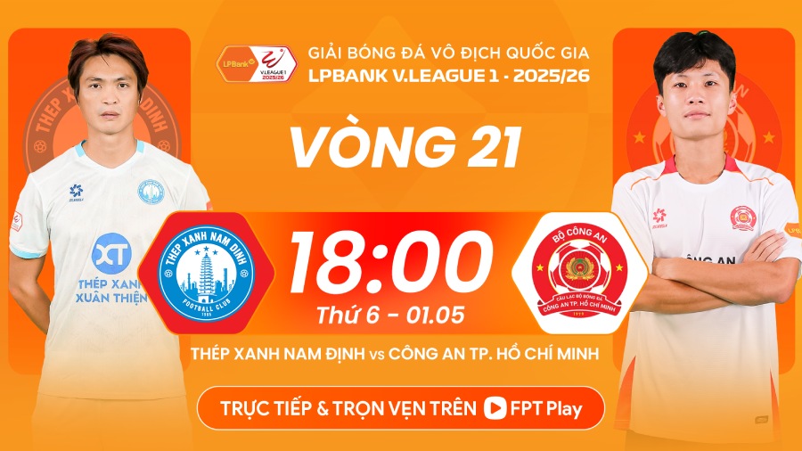 Nam Dinh welcomes Ho Chi Minh City Police in round 21 of V.League. Photo: FPT Play