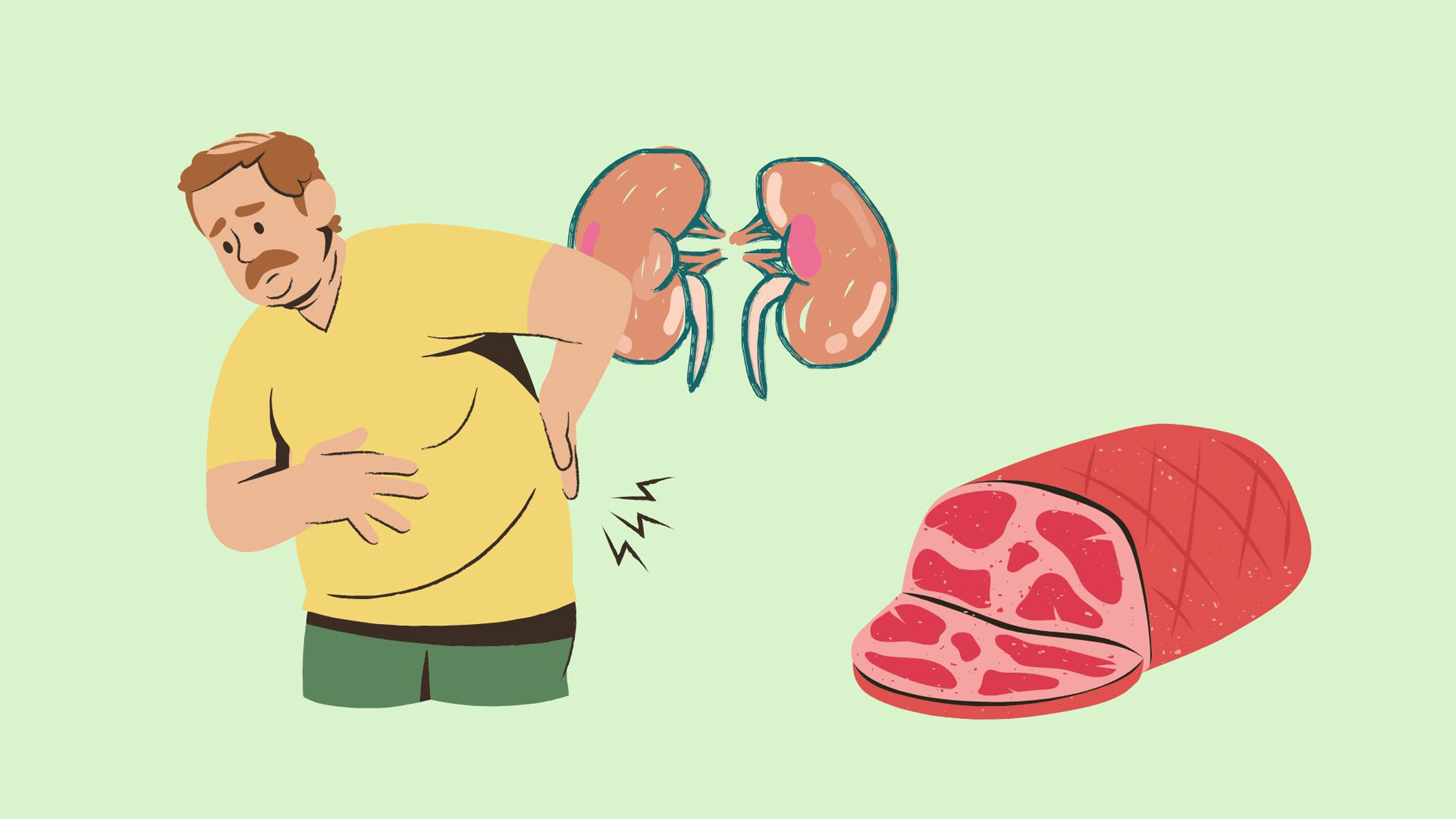 매 식사에서 단백질을 너무 많이 섭취하면 신장 결석 통증에 직면할 수 있습니다.