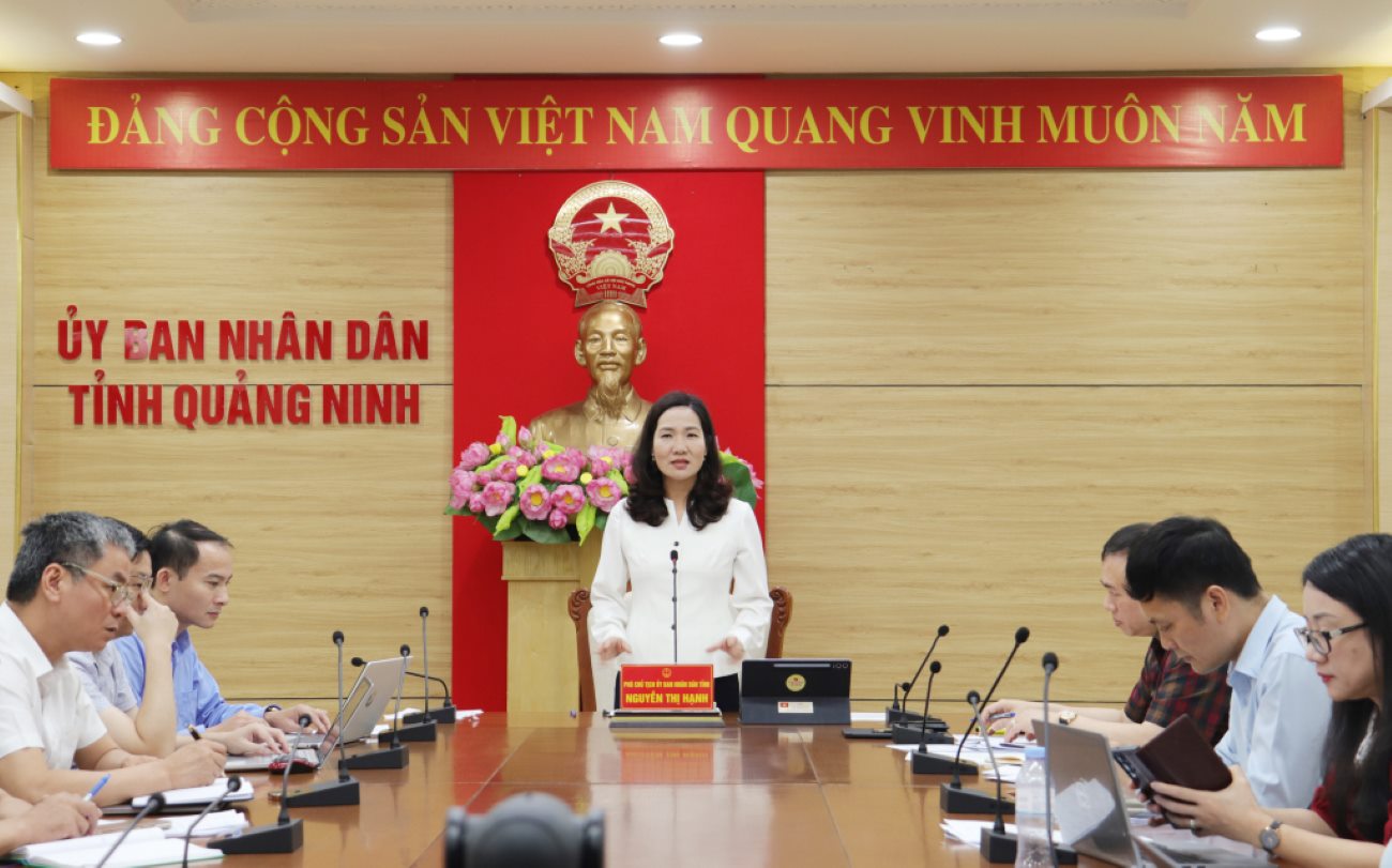 La Sra. Nguyen Thi Hanh - Vicepresidenta del Comité Popular Provincial de Quang Ninh - habló en la reunión. Foto: Cao Quynh
