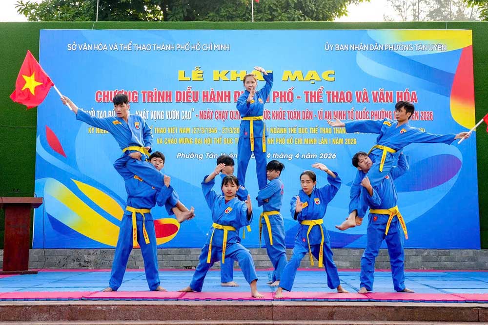 Athletes performing Vovinam contribute to creating a diverse and vibrant cultural and sports space. Photo: Ho Chi Minh City Department of Culture and Sports