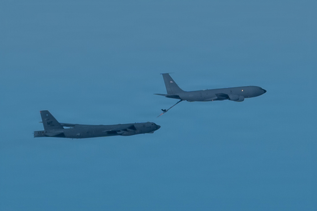 US Air Force KC-135 Stratotanker and KC-46 Pegasus refueling aircraft performing mid-air refueling duties in an Iran attack operation. Photo: CENTCOM