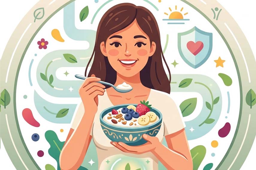 Comer yogur correctamente es bueno para la digestión y la salud en general. Gráfico: Thien Nhan