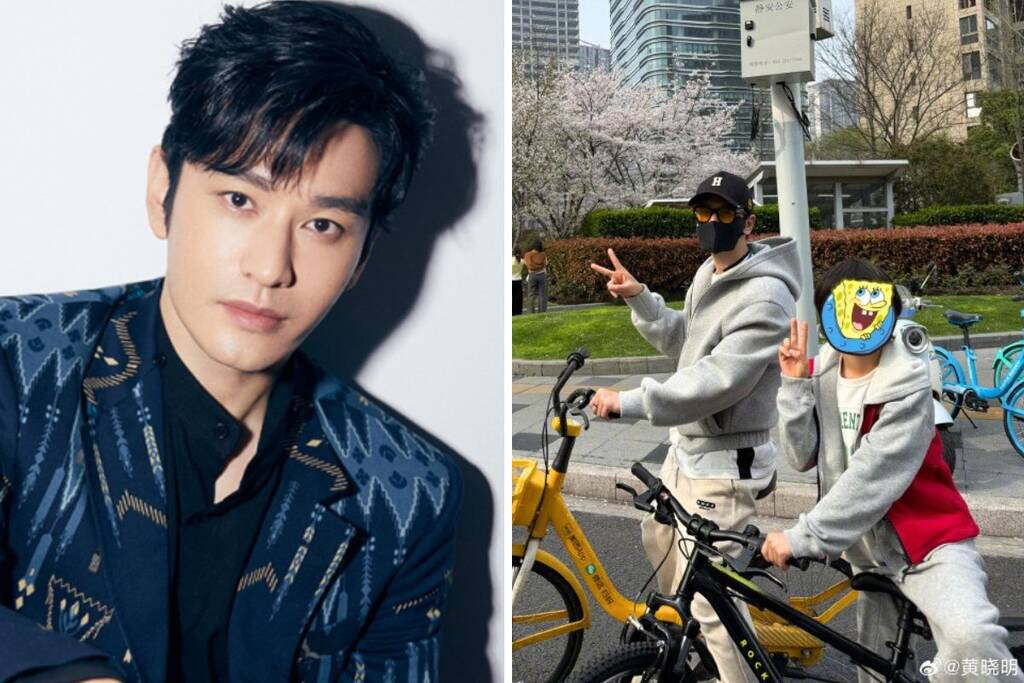 Huynh Hieu Minh went cycling with his son. Photo: Xinhua