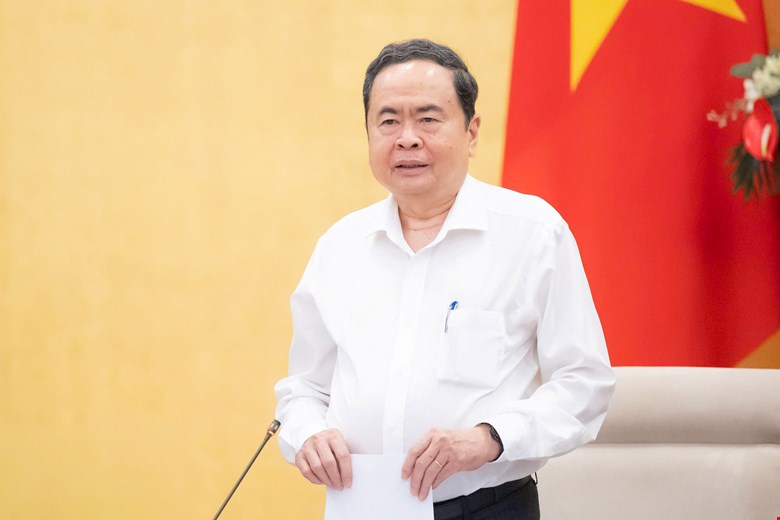 Politburo Member, Secretary of the National Assembly Party Committee, National Assembly Chairman Tran Thanh Man speaks at the conference. Photo: Duong Dung
